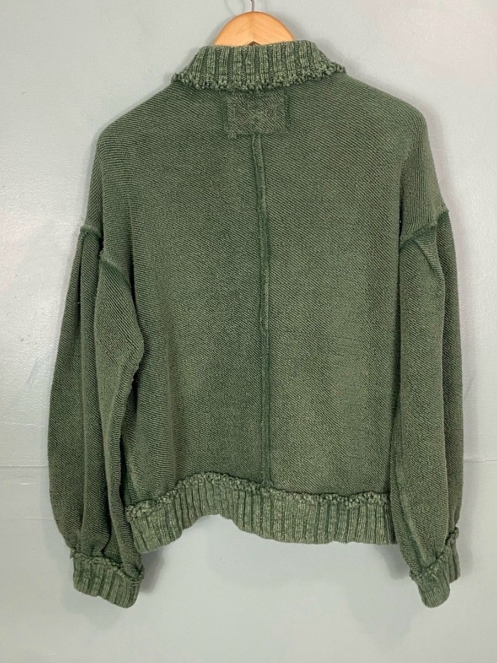 Free People Cute In This Cardi Cardigan Terry Green Frosty Spruce Small Sweater - Picture 4 of 5